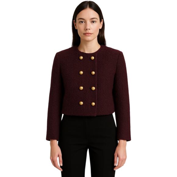 Vintage 80's Mark Eisen Bergdorf Goodman Bouclé Plum Cropped formal Jacket small - Picture 1 of 16